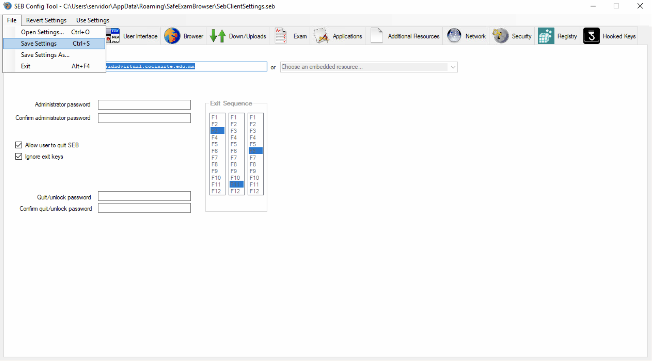 safe exam browser configuration file download